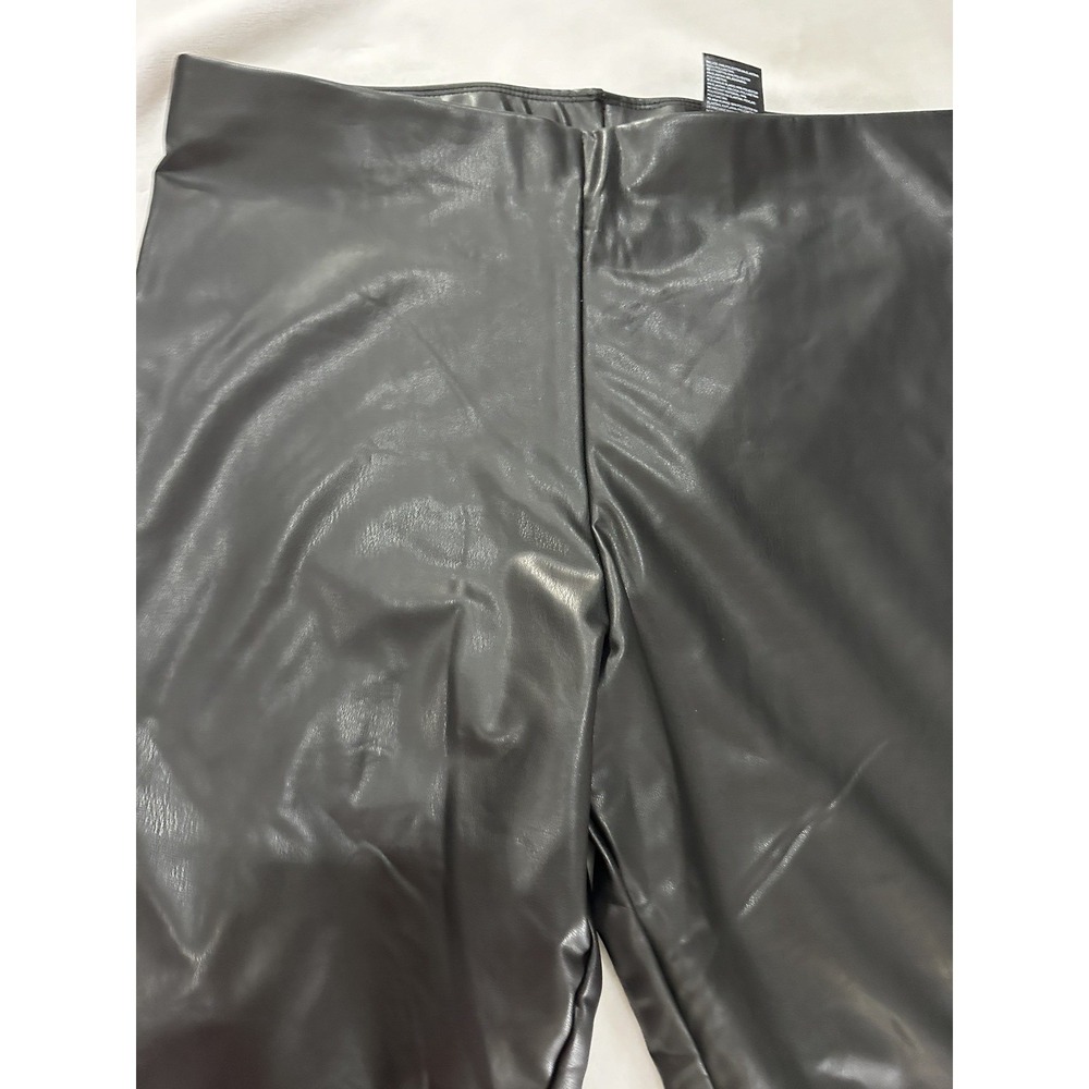 HM Womens High Waisted Black Faux Leather Leggings Slim Fit Size L New NWT - Picture 3 of 9